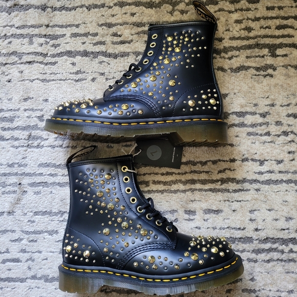 1460 midas gold stud leather boots